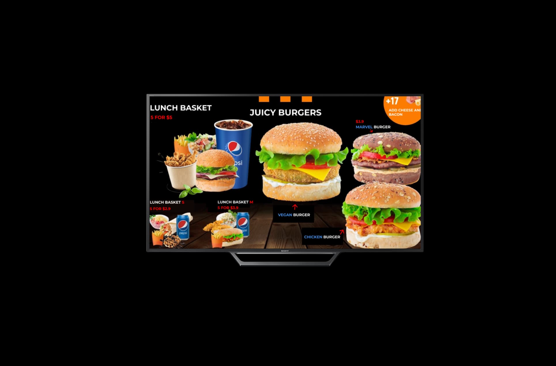 interactive TV menu for cafes, restaurants and supermarkets.